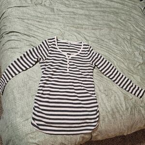 Striped Long Sleeve Maternity Henley Top